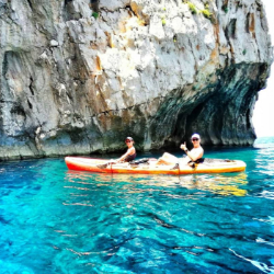 Spending time in nature with friend and family by kayak in National Park Mljet